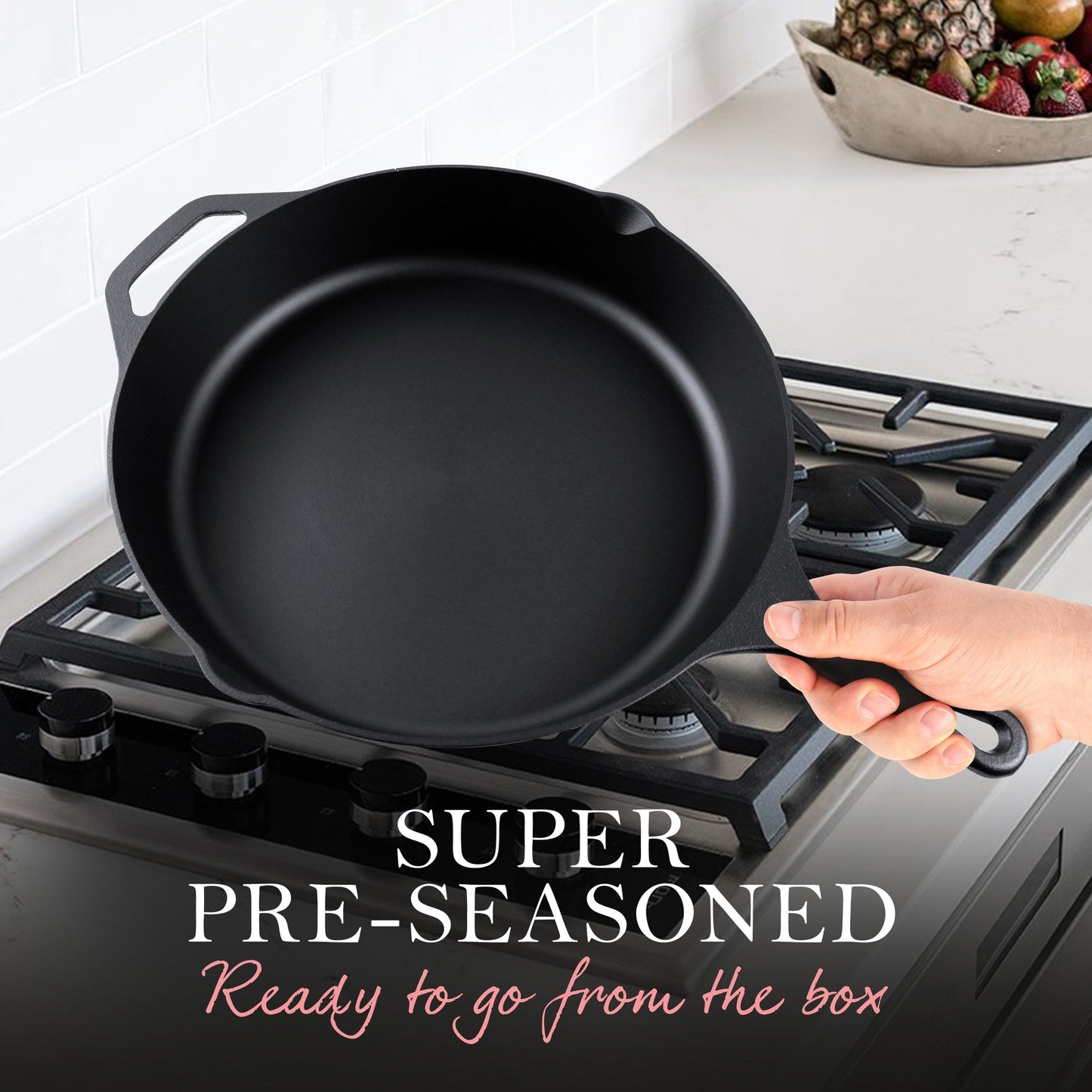 Pre-Seasoned Cast Iron Skillet Frying Pan 30cm (12 Inch) Oven Safe Cookware, Perfect Camping Fry Pan, Indoors and Outdoor Pan.
