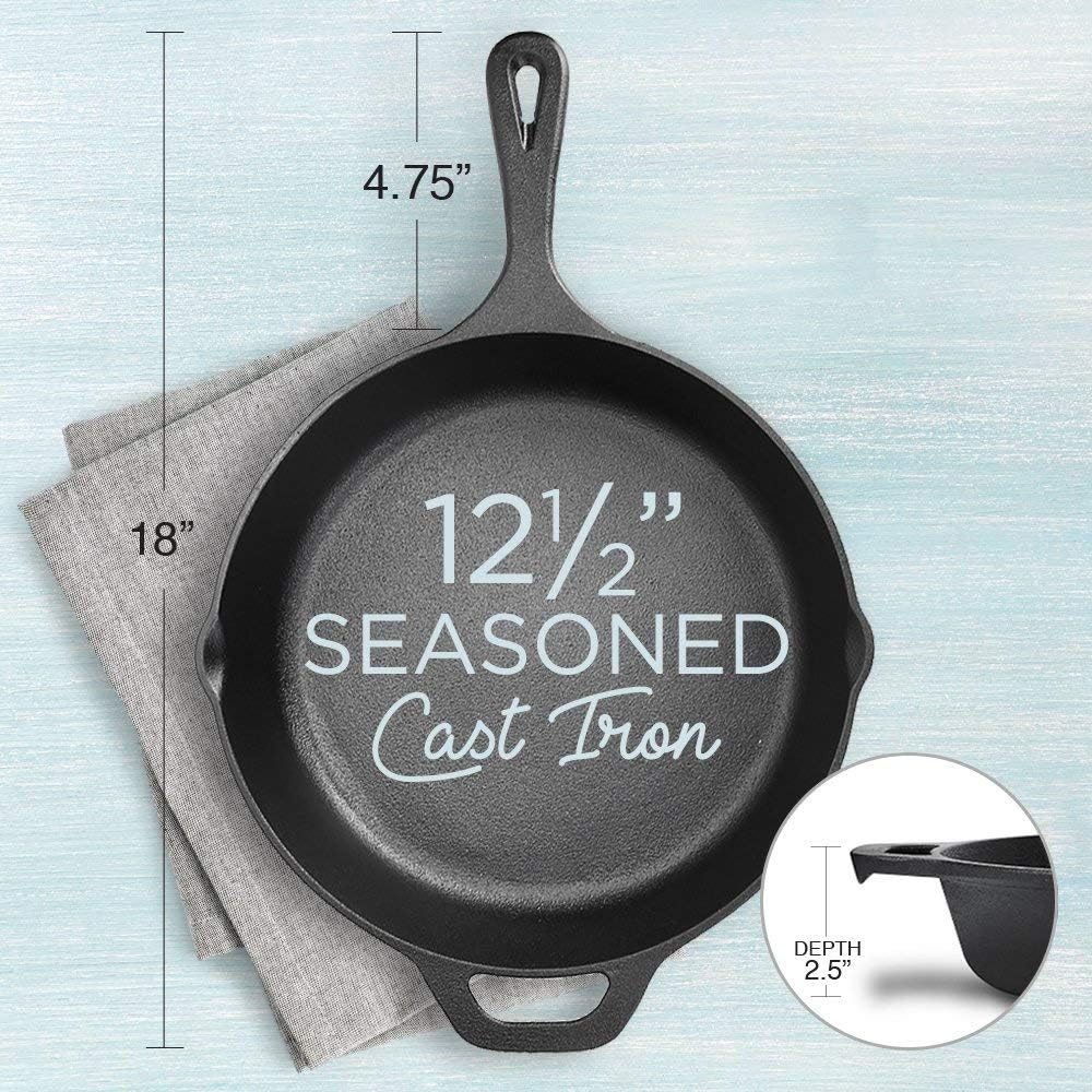 Pre-Seasoned Cast Iron Skillet Frying Pan 30cm (12 Inch) Oven Safe Cookware, Perfect Camping Fry Pan, Indoors and Outdoor Pan.