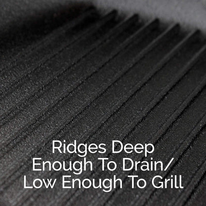 Ribbed Cast Iron Griddle Skillet Frying Pan 30cm (12 Inch). Oven Safe. Perfect for Stove Top, Camping, and Barbecue.